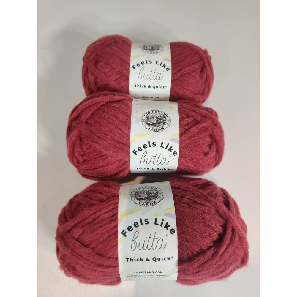 Feels Like Butta Thick & Quick, Brick Red, 3 pack Lot #6 Super Bulky